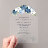 Floral Dusty Blue Botanical Wedding Acryleinladungen (Insitu (Handheld))