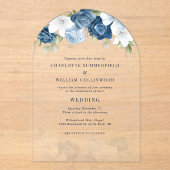 Floral Dusty Blue Botanical Wedding Acryleinladungen (Vorderseite)