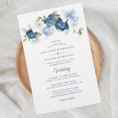 Floral Dusty Blue Botanical Wedding Einladung