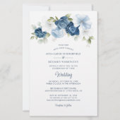 Floral Dusty Blue Botanical Wedding Einladung (Vorderseite)