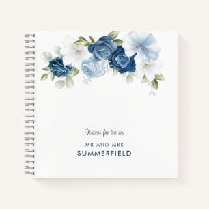 Floral Dusty Blue Botanical Wedding Guest Book Notizblock