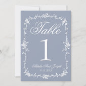 Floral Dusty Blue Botanical Wedding Table Number Einladung (Vorderseite)