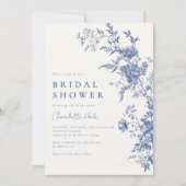 Floral Dusty Blue Brautparty Einladung (Vorderseite)