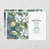 Floral Dusty Blue Brautparty Hochzeitsgrün Einladung (Vorne/Hinten)