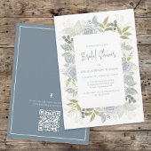 Floral Dusty Blue Brautparty QR Code-Ereignisseite Einladung