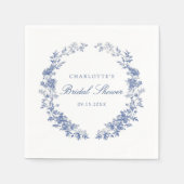 Floral Dusty Blue Brautparty Serviette (Vorderseite)