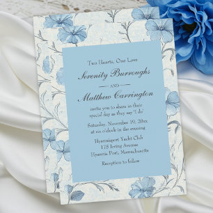 Floral Dusty Blue Country Garden Wedding Einladung