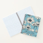 Floral Dusty Blue Daisy Personalisiert Notizblock (Innenseite)