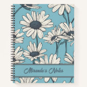 Floral Dusty Blue Daisy Personalisiert Notizblock (Vorderseite)