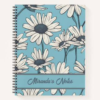 Floral Dusty Blue Daisy Personalisiert Notizblock