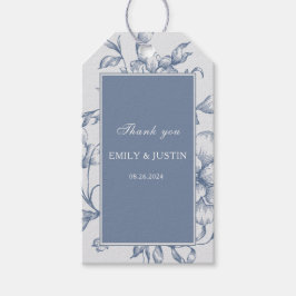 Floral Dusty Blue Elegant Wedding Vielen Dank Geschenkanhänger