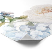 Floral Dusty Blue Elegante Hochzeit Begrüßungszeic Poster (Ecke)