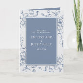 Floral Dusty Blue Elegante Wedding Booklet Programm (Vorderseite)