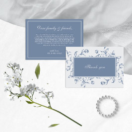 Floral Dusty Blue Elegante Wedding Dankeskarte