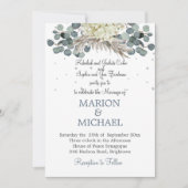 Floral Dusty Blue Elegante Wedding Einladung (Vorderseite)