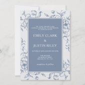 Floral Dusty Blue Elegante Wedding Einladung (Vorderseite)
