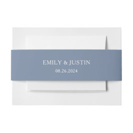 Floral Dusty Blue Elegante Wedding Einladungsbanderole