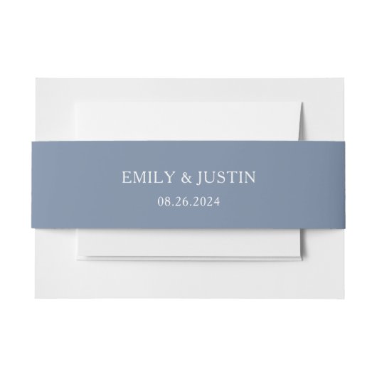 Floral Dusty Blue Elegante Wedding Einladungsbanderole (Vorderseite Beispiel)