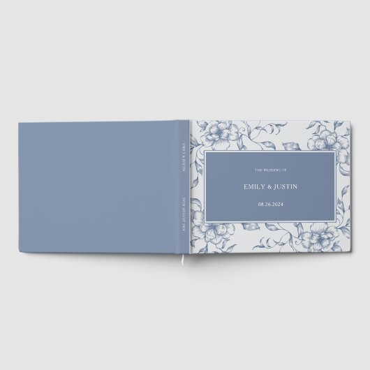 Floral Dusty Blue Elegante Wedding Gästebuch (Voll)
