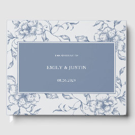 Floral Dusty Blue Elegante Wedding Gästebuch