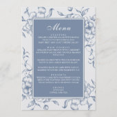 Floral Dusty Blue Elegante Wedding Menükarte (Vorderseite)