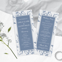 Floral Dusty Blue Elegante Wedding Programm
