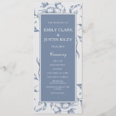 Floral Dusty Blue Elegante Wedding Programm (Vorderseite)