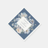 Floral Dusty Blue Elegante Wedding Serviette (Ecke)