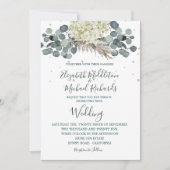 Floral Dusty Blue Eucalyptus Elegante Wedding Einladung (Vorderseite)