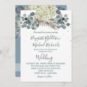 Floral Dusty Blue Eucalyptus Elegante Wedding Einladung (Vorne/Hinten)