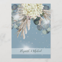 Floral Dusty Blue Eucalyptus Elegante Wedding Einladung