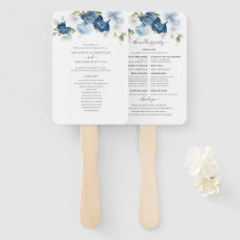 Floral Dusty Blue Eucalyptus Wedding Program Fächer
