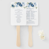 Floral Dusty Blue Eucalyptus Wedding Program Fächer (Vorne und Hinten)
