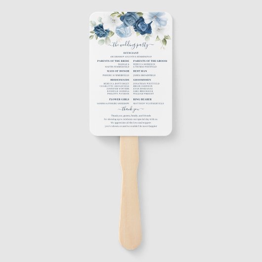 Floral Dusty Blue Eucalyptus Wedding Program Fächer (Rückseite)