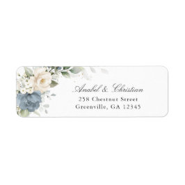Floral Dusty Blue Greenery Return Address Label