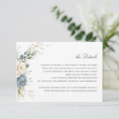 Floral Dusty Blue Greenery Wedding Details Insert Einladung (Stehend Vorderseite)