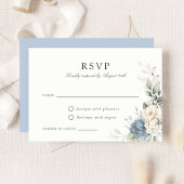 Floral Dusty Blue Greenery Wedding RSVP Card Einladung