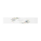 Floral Dusty Blue Greenery White Elegant Wedding Einladungsbanderole (Flach)