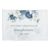Floral Dusty Blue Großeltern 1. Weihnachten Kissenbezug (Rückseite-Rechts)