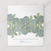 Floral Dusty Blue Hydrangea Einfaches Elegant Platzkarte (Außenseite Aufgefaltet)