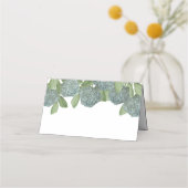 Floral Dusty Blue Hydrangea Einfaches Elegant Platzkarte (Rückseite)