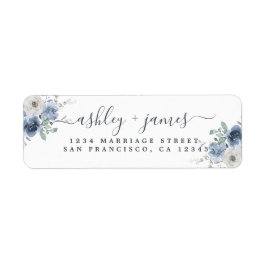 Floral Dusty Blue Ivory Rose Rücksendeadresse Labe