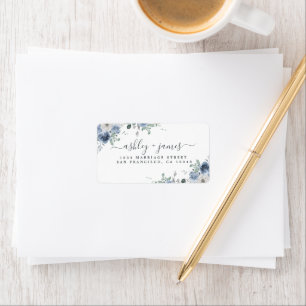 Floral Dusty Blue Ivory Rose Rücksendeadresse Labe Adressaufkleber