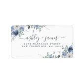Floral Dusty Blue Ivory Rose Rücksendeadresse Labe Adressaufkleber (Vorne)