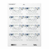 Floral Dusty Blue Ivory Rose Script Rücksendeadres (Vorne)