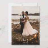 Floral Dusty Blue Monogram Border QR Foto Wedding Einladung (Rückseite)