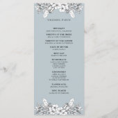 Floral Dusty Blue Monogram Wedding Program Programm (Rückseite)