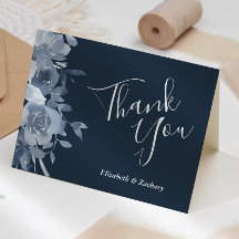 Floral Dusty Blue Navy Hochzeit Vielen Dank