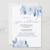 Floral Dusty Blue New Address Moving Ankündigung (Vorderseite)