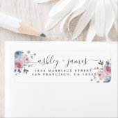 Floral Dusty Blue Pink Rose Rücksendeadresse (Insitu)